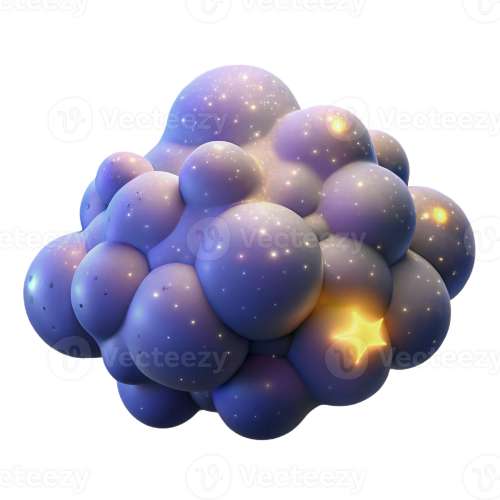 magnificent minimalist 3D Abstract Bubble Starry Cloud detailed png