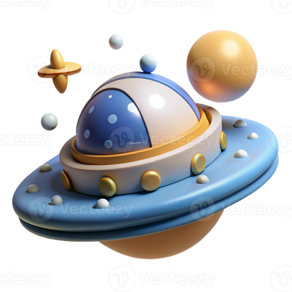 wonderful vintage Whimsical 3D Planet Illustration original png
