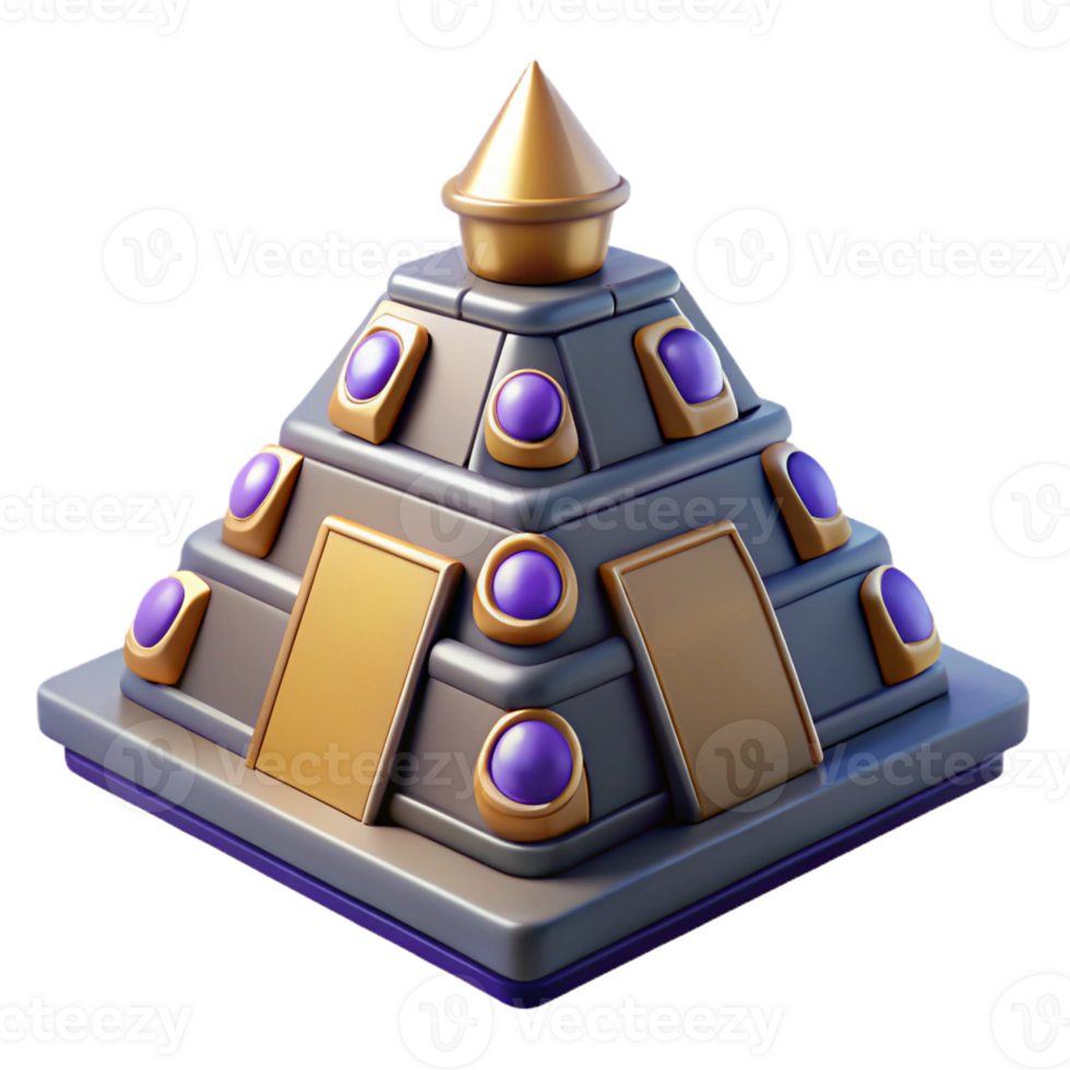 extraordinary modern 3D Render Pyramid with Gems original png