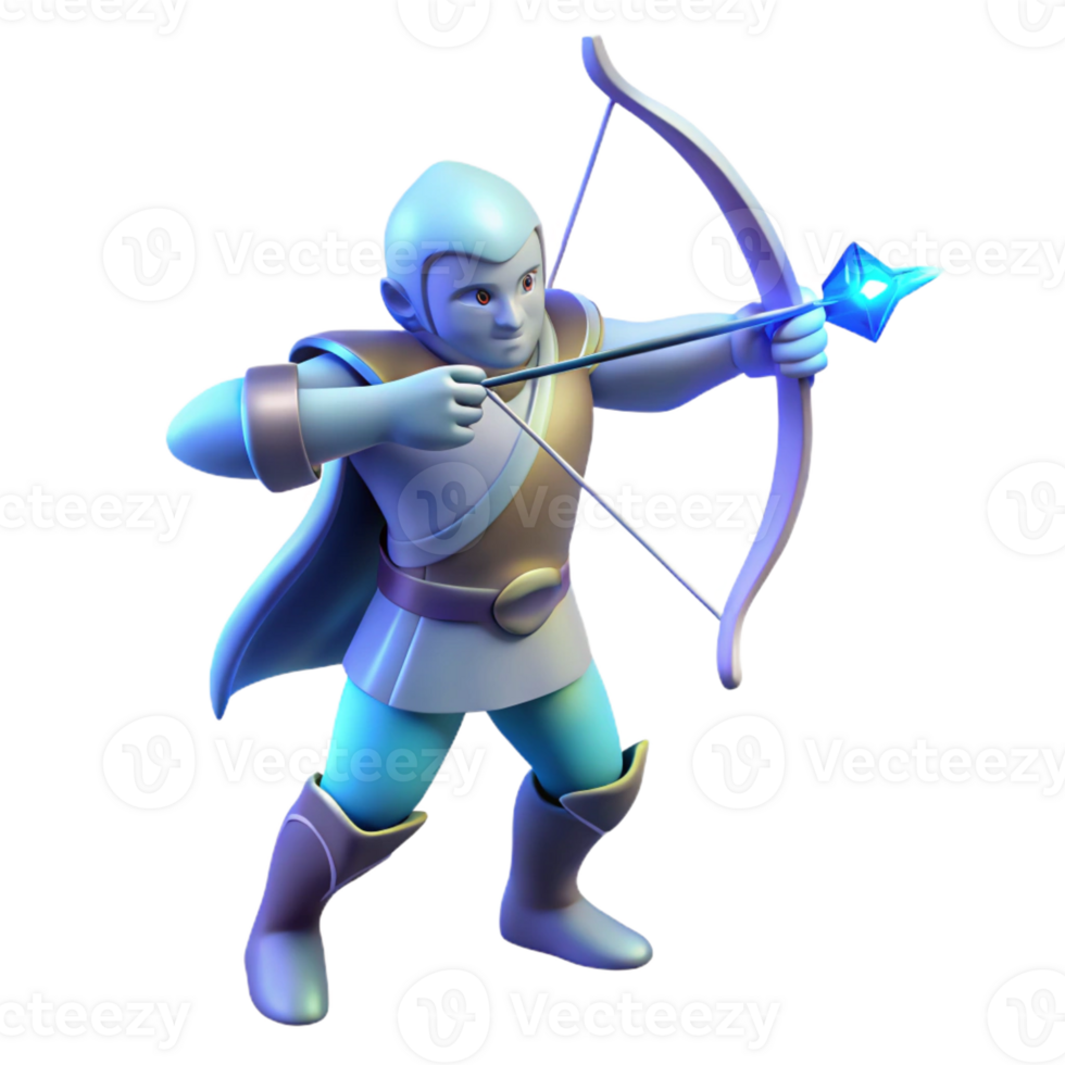 vibrant contemporary 3D Render Archer Fantasy Character genuine png