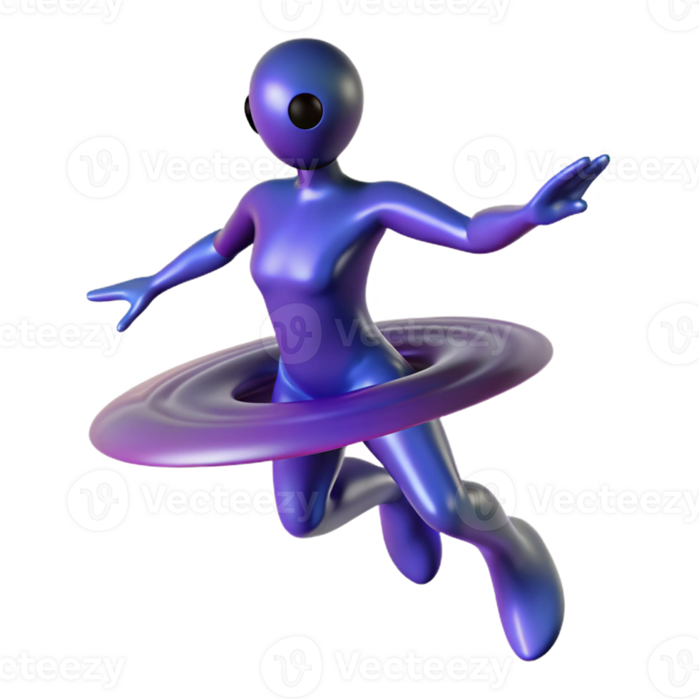 wonderful minimalist 3D Render Purple Figure in Space exclusive png