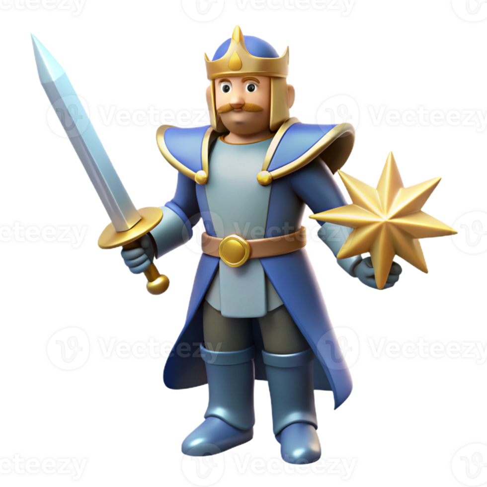 elegant rustic Cartoon King 3D Render original png