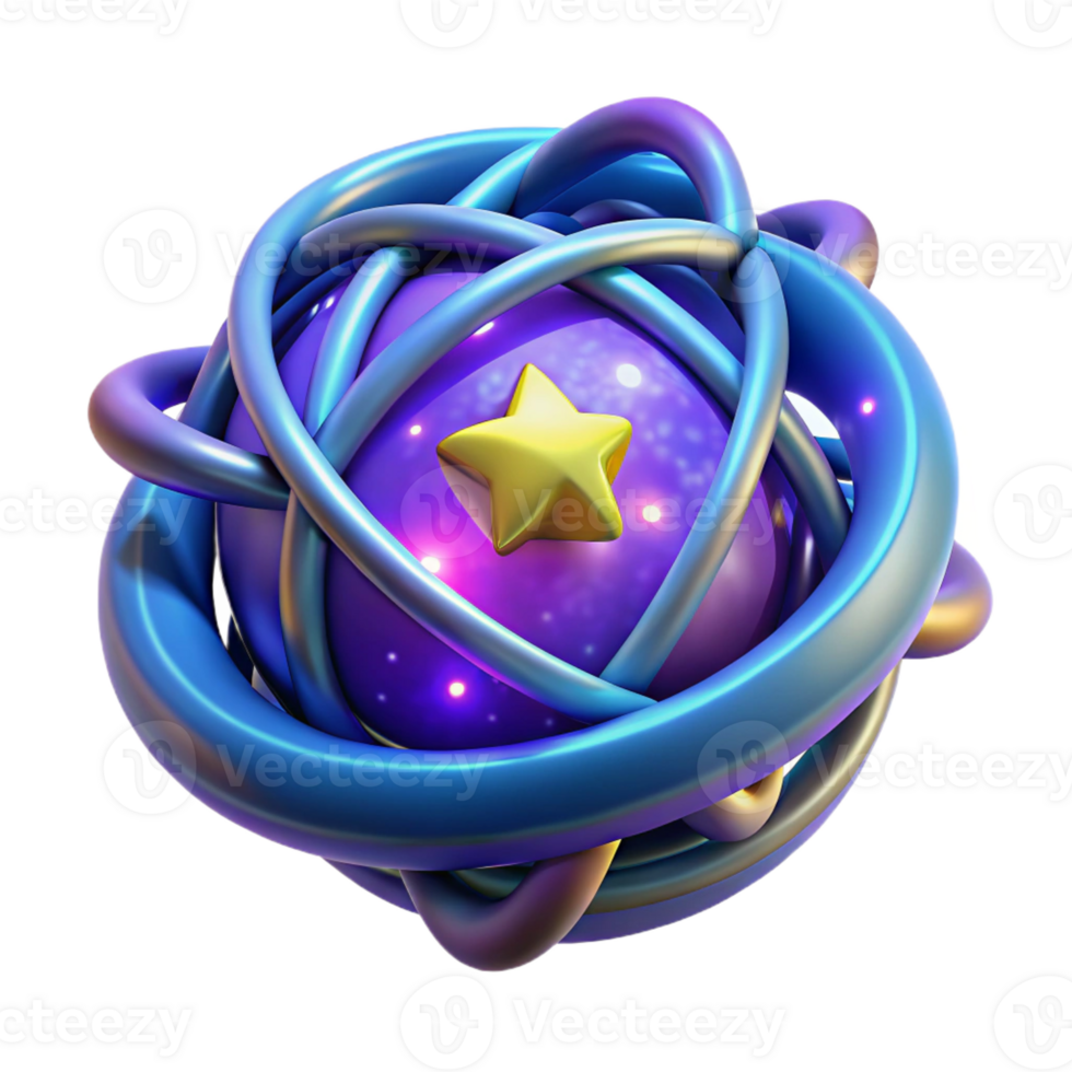 beautiful vintage Cosmic Orb 3D Render detailed png