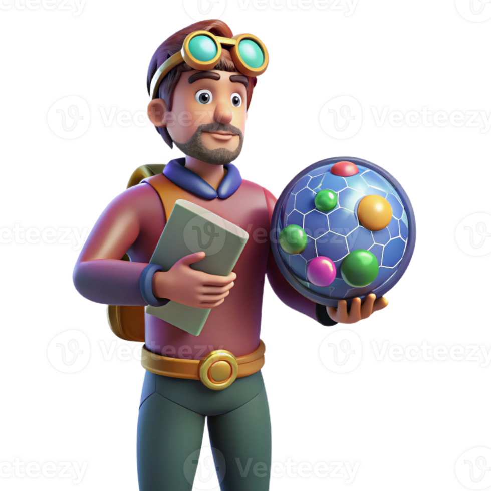 magnificent rustic 3D Illustration Adventurer with Orb high resolution png