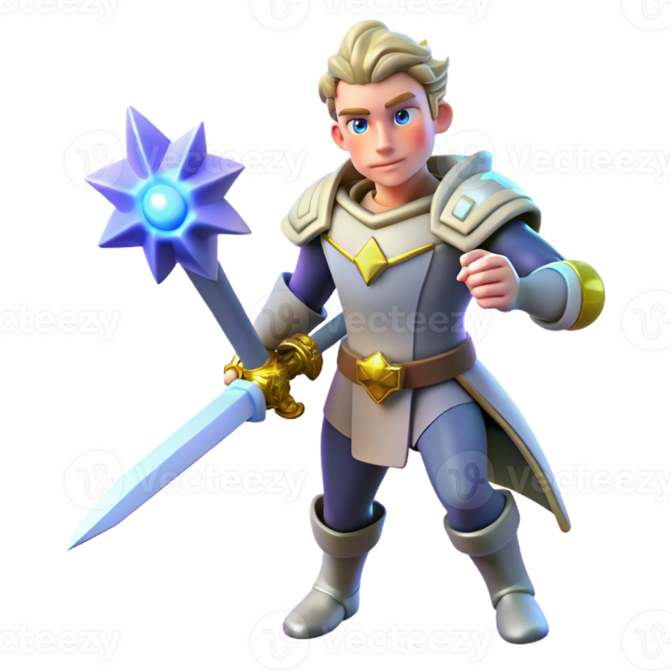 beautiful abstract 3D Illustration Young Knight Fantasy Character 4K png