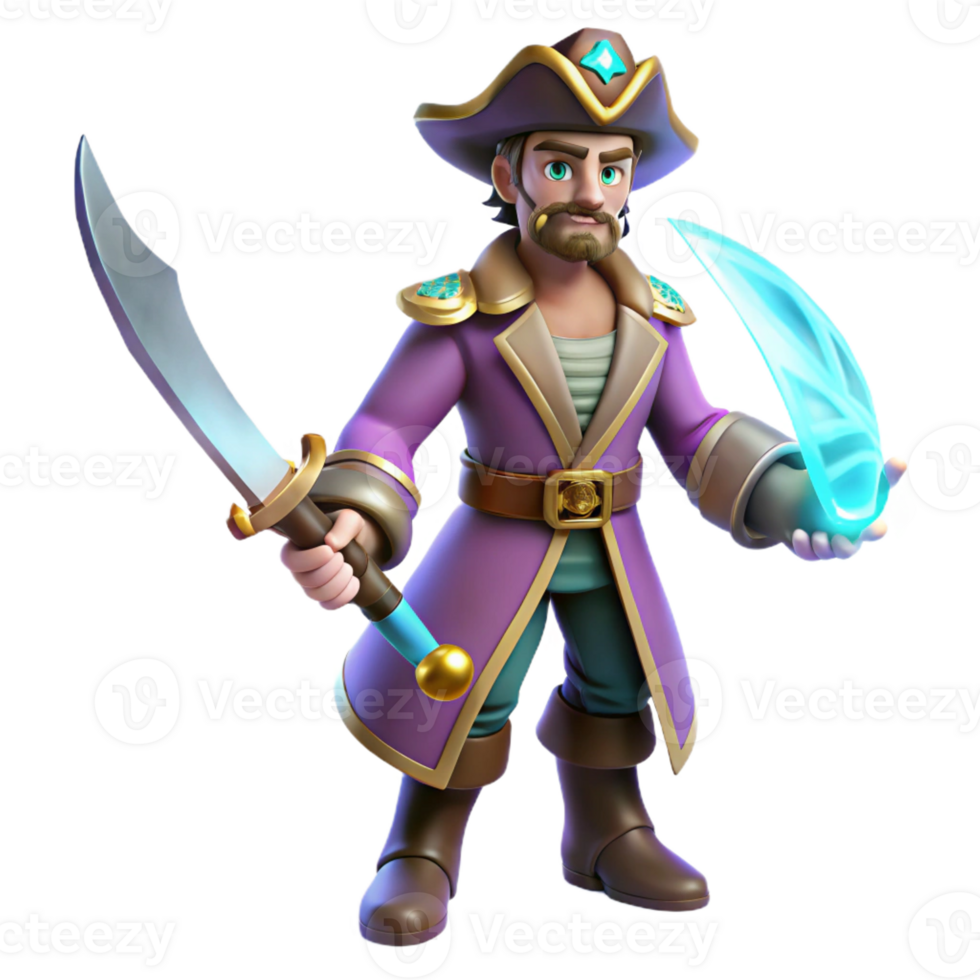 impressive abstract 3D Cartoon Pirate Captain Illustration high resolution png