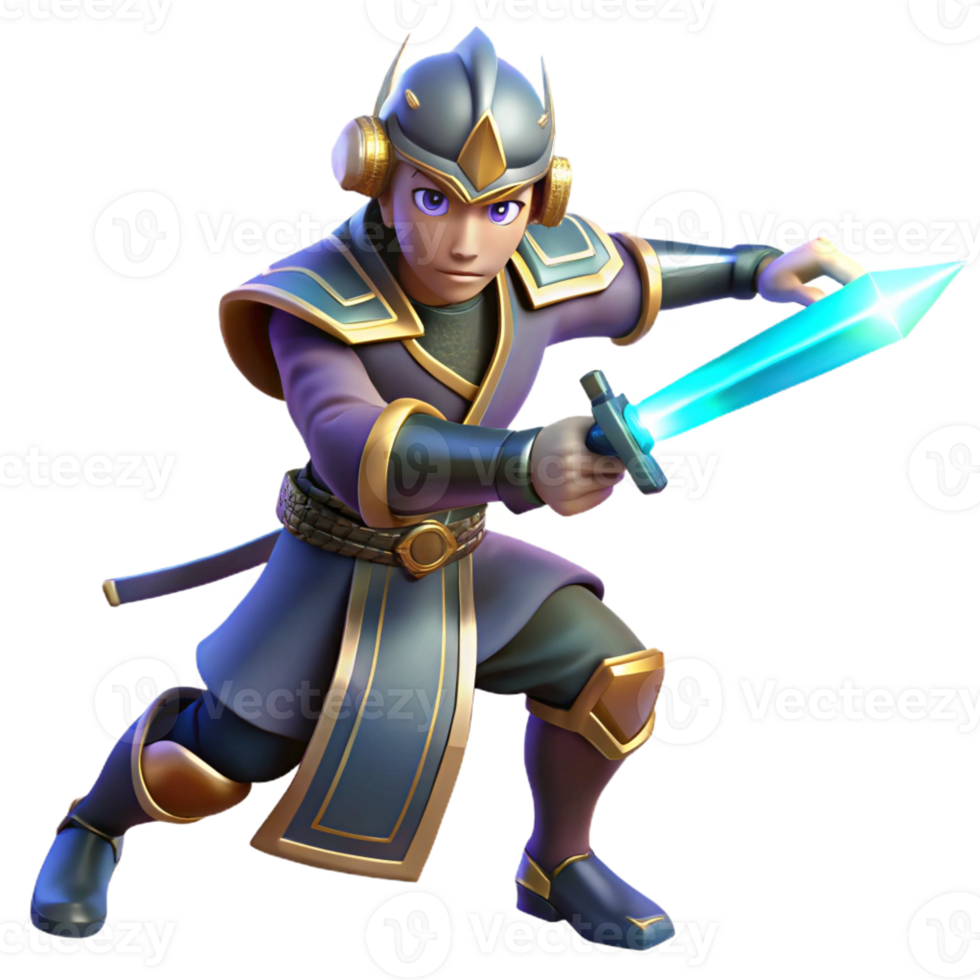 wonderful contemporary 3D Render Young Warrior Fantasy Illustration premium png