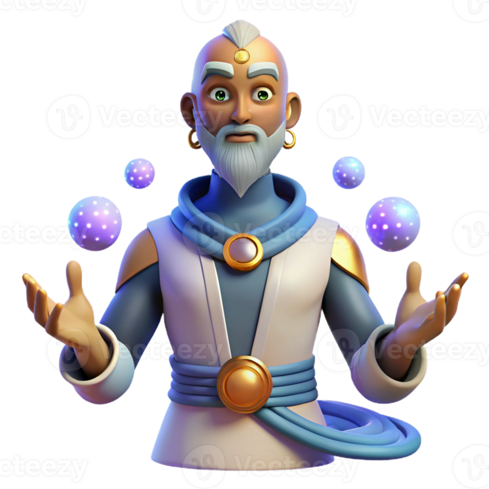 beautiful abstract Wise 3D Mage Juggling Light Orb Illustration original png