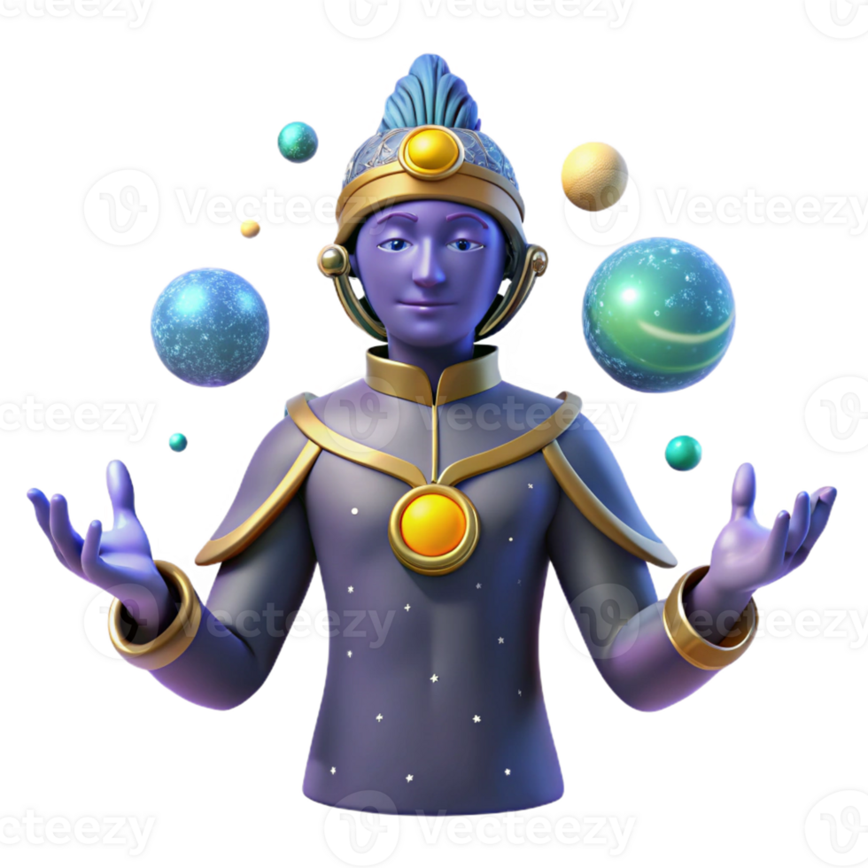 extraordinary classic Cosmic Juggler 3D Render 4K png
