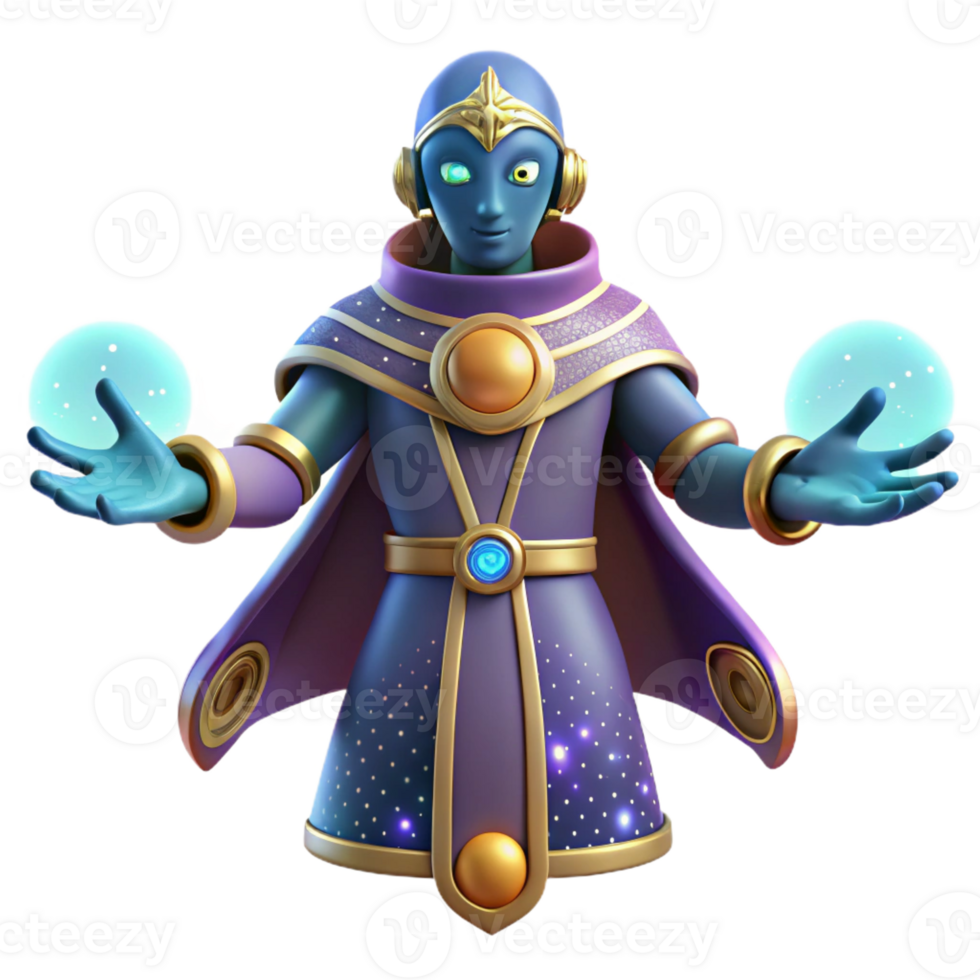 wonderful contemporary 3D Render of a Cosmic Wizard high quality png