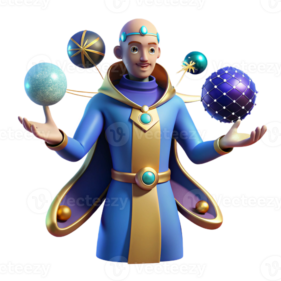 beautiful rustic 3D Render of a Wise Wizard authentic png