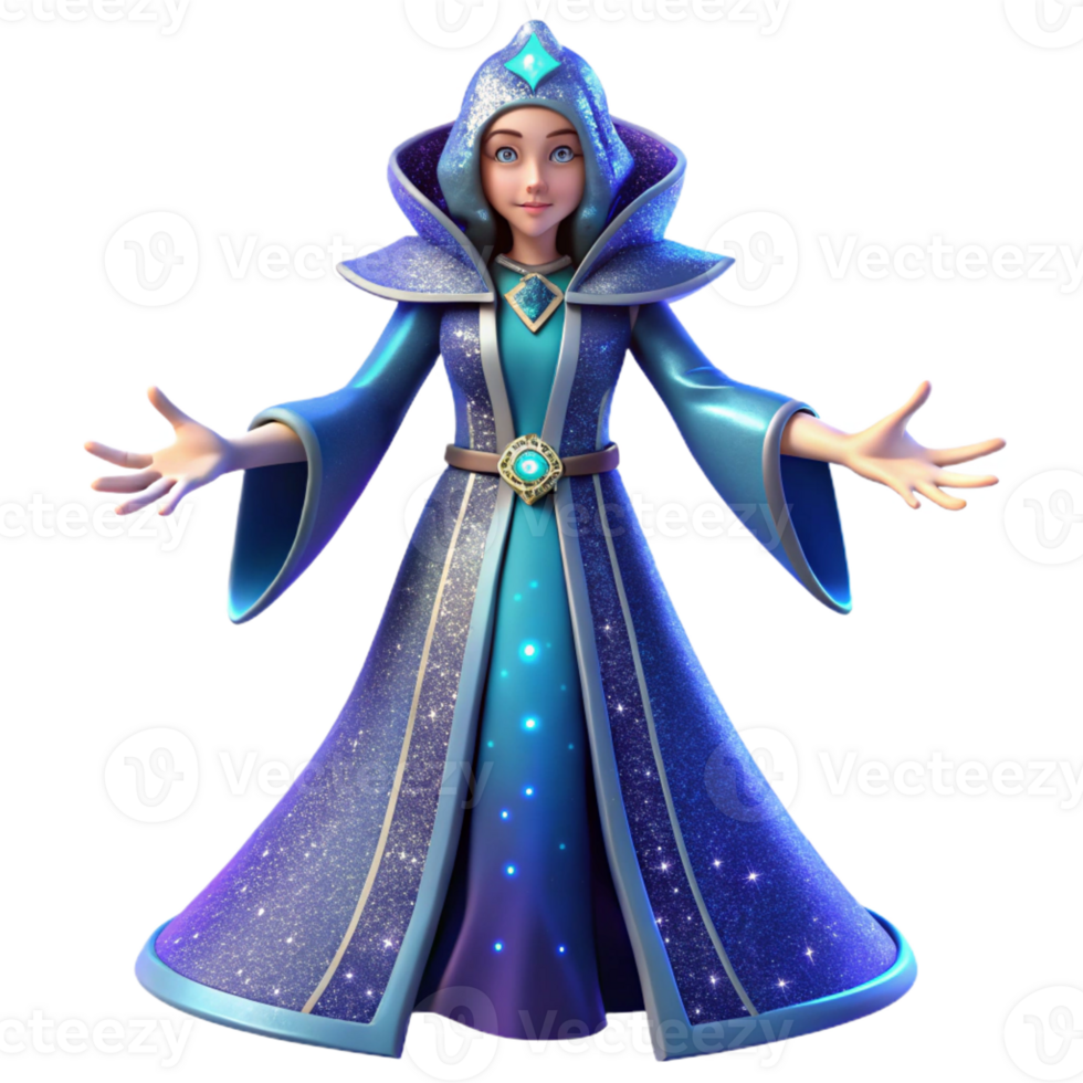 wonderful abstract 3D Sparkling Wizardess Illustration original png