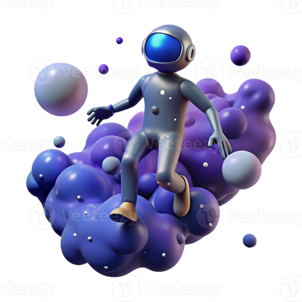 vibrant minimalist 3D Astronaut on Abstract Background premium png