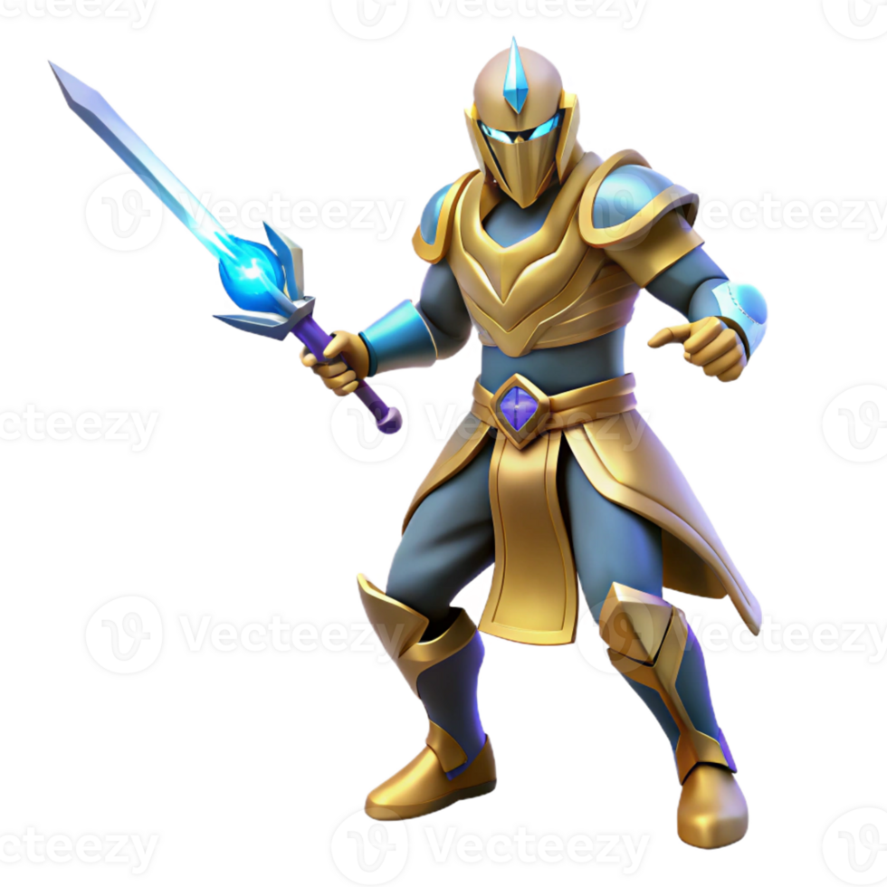 dramatic modern Fantasy Knight 3D Render original png