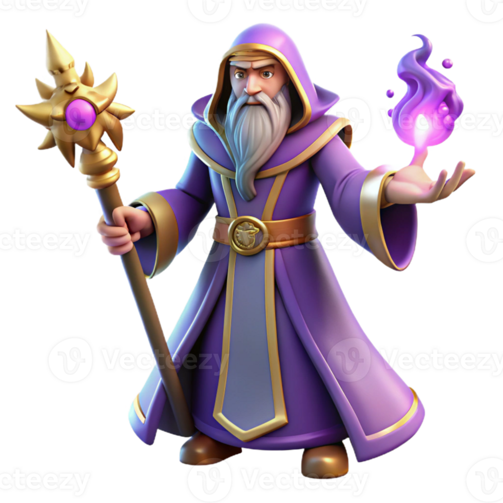dramatic creative Wise Wizard 3D Render authentic png