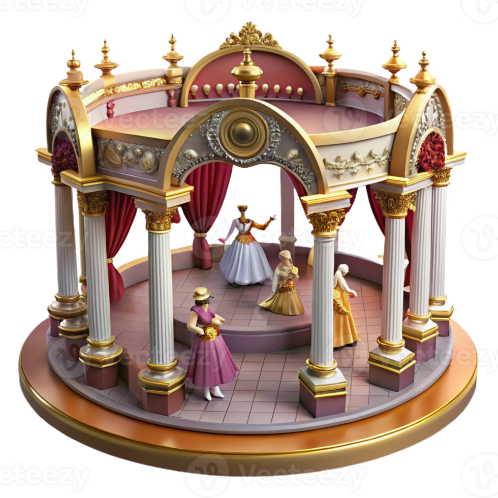 elegant creative 3D Render Elegant Pavilion Dance Scene high resolution png