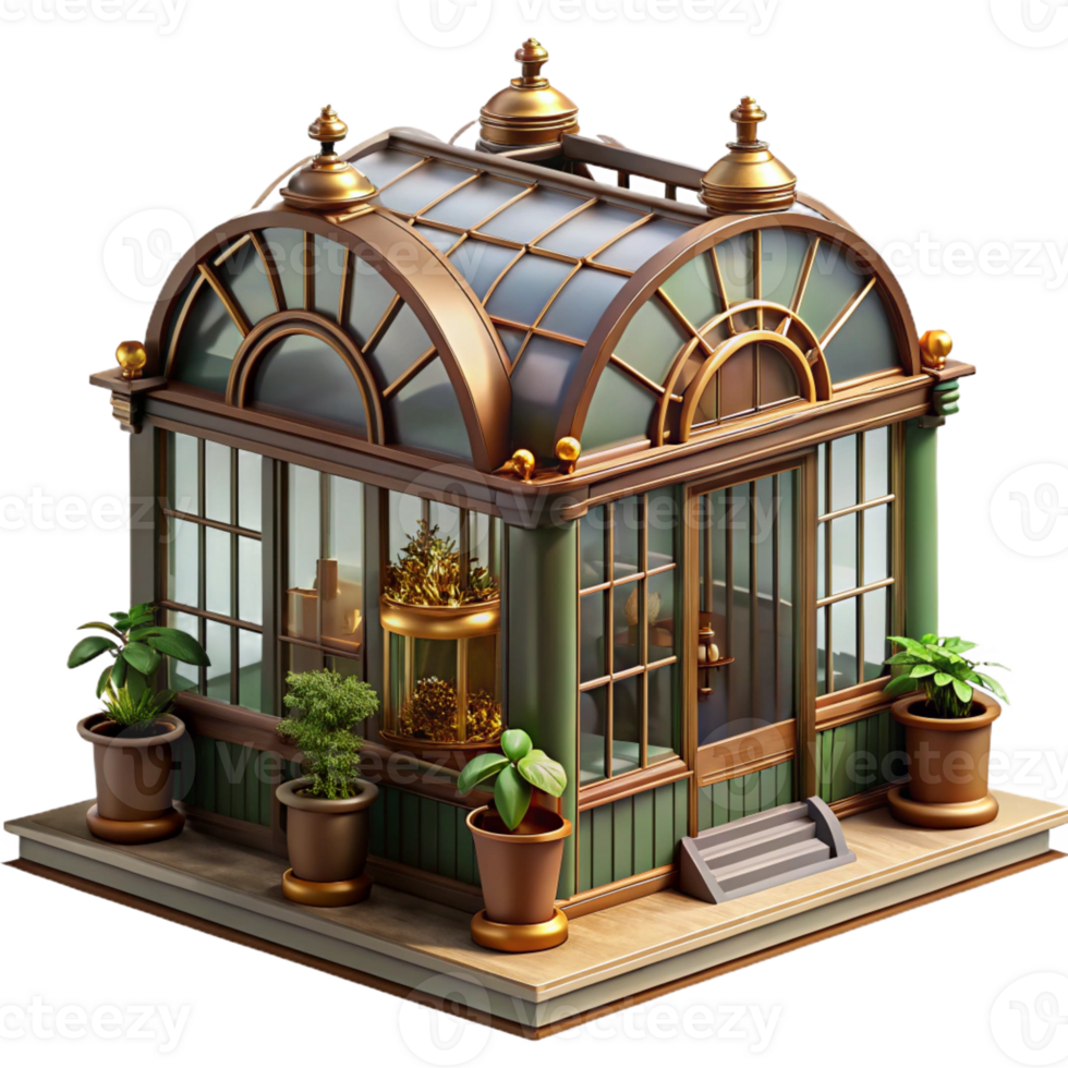 elegant contemporary Victorian Greenhouse 3D Model 4K png