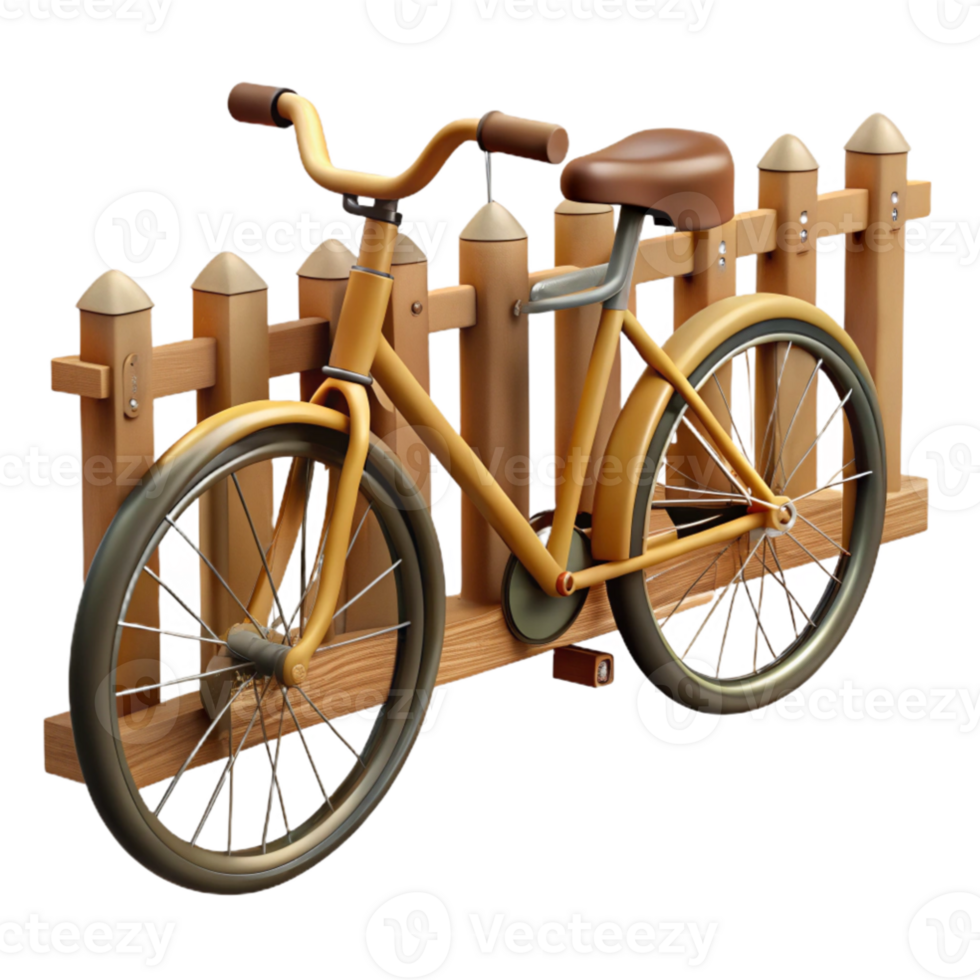 vibrant abstract 3D Render of a Bicycle by a Fence exclusive png