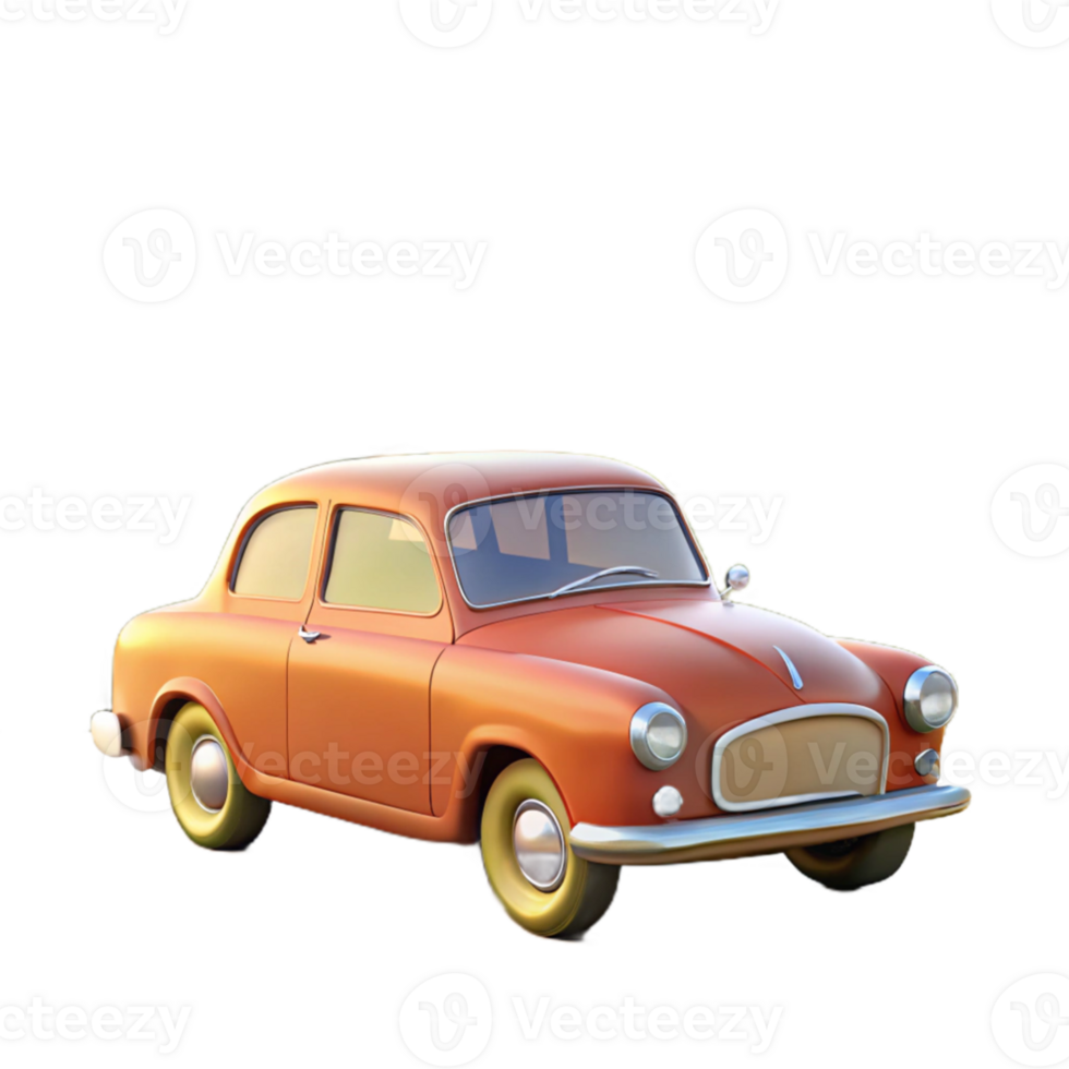 wonderful abstract Orange Classic Car 3D Render 4K png