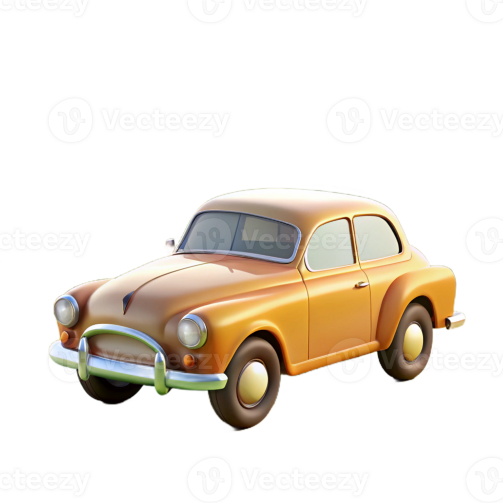 wonderful minimalist Orange Classic Car 3D Render 4K png