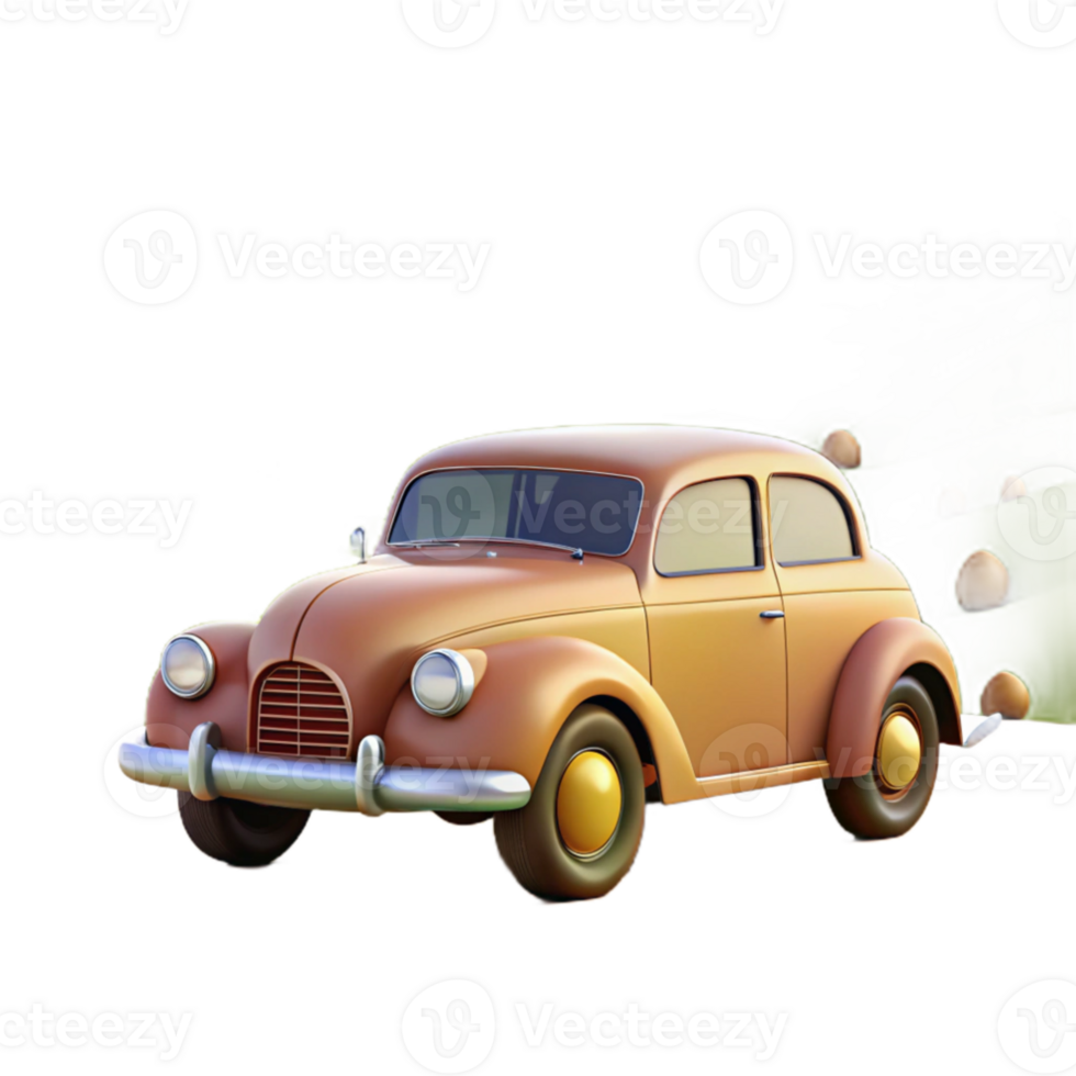 vibrant creative Vintage Car 3D Render Illustration 4K png