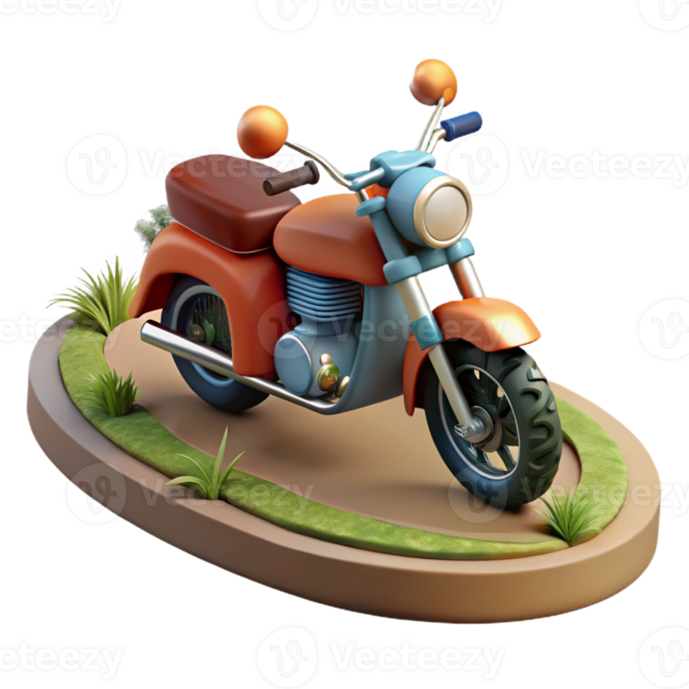 dramatic minimalist Retro Motorcycle 3D Render original png