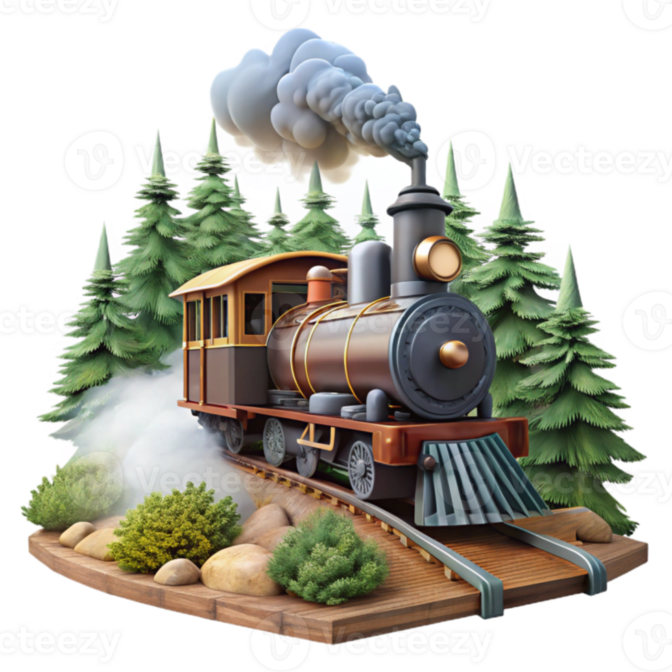 impressive creative Vintage Steam Train 3D Render original png