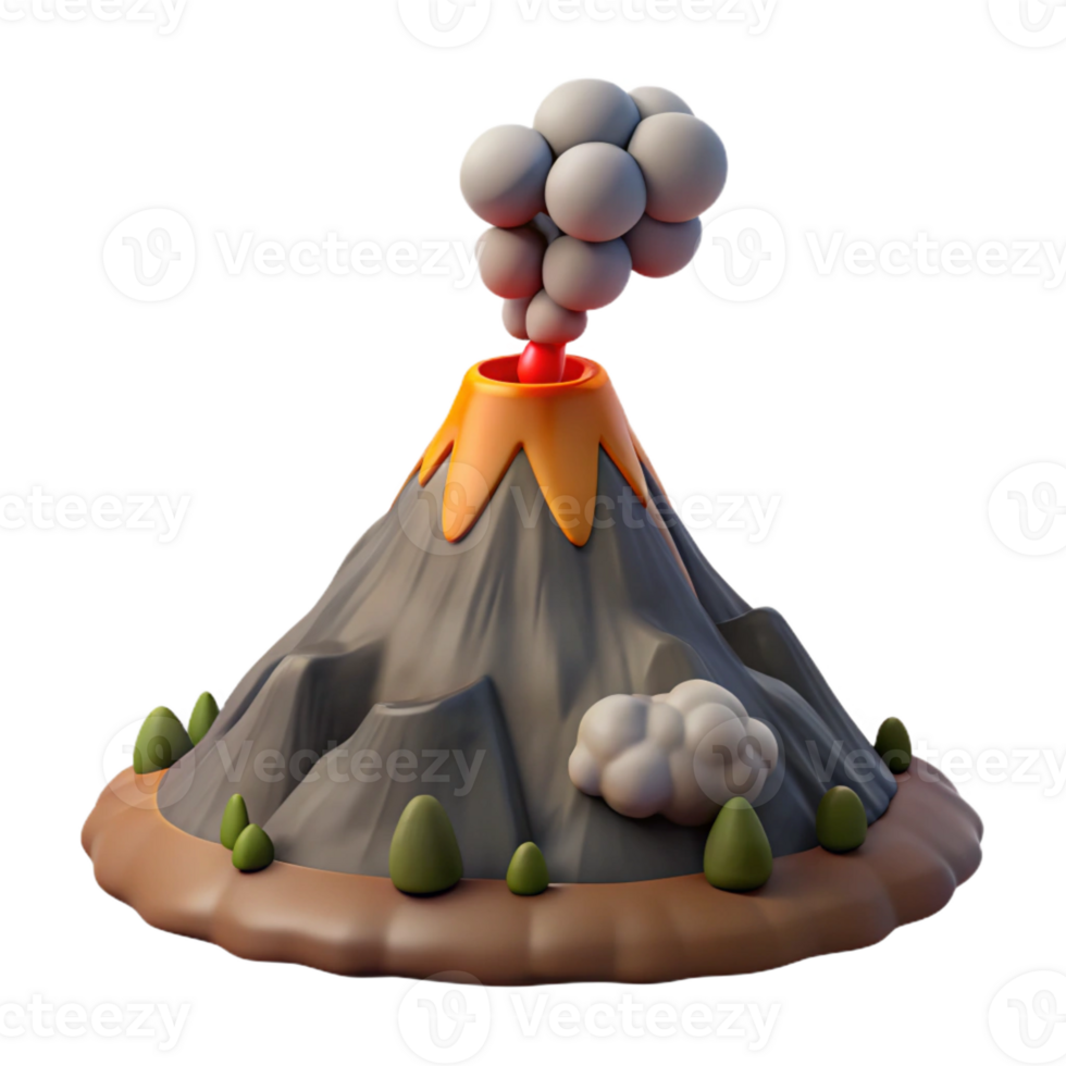 beautiful abstract Cartoon Volcano 3D Render exclusive png