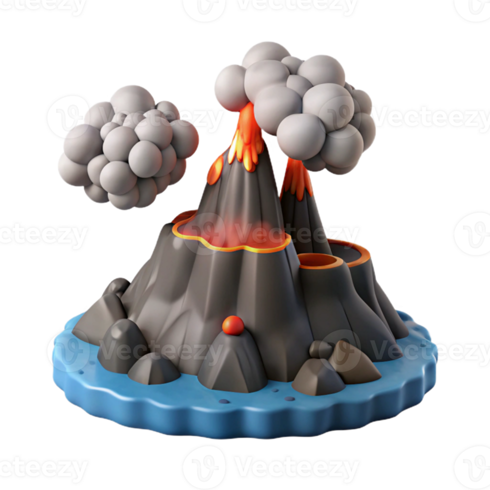 dramatic rustic Volcanic Island 3D Render genuine png