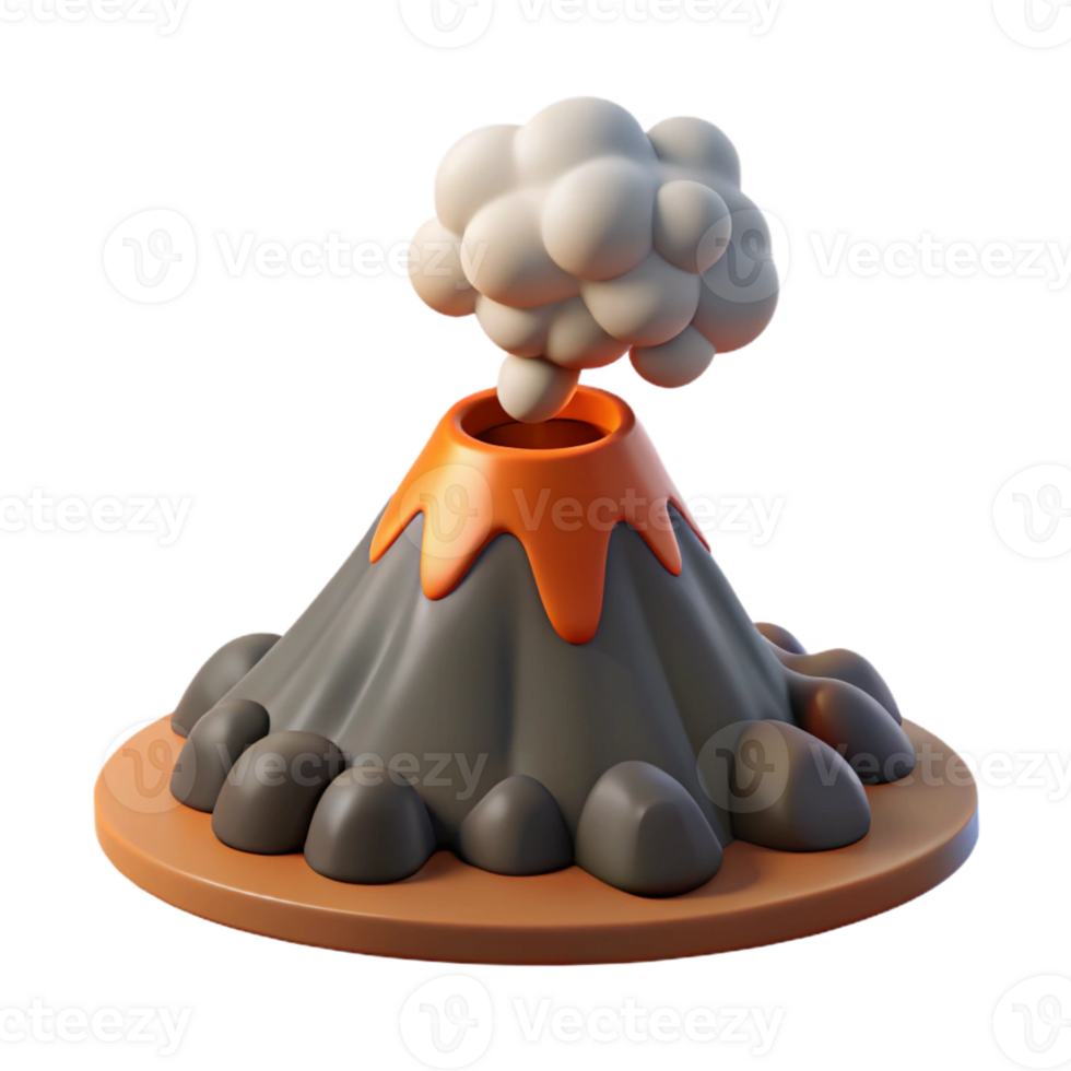 beautiful abstract Cartoon Volcano 3D Render premium png