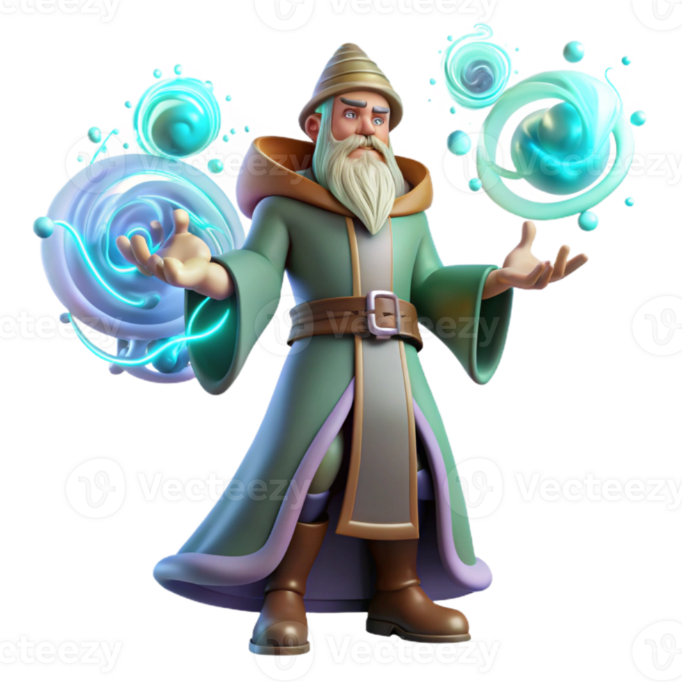 wonderful contemporary Wise Wizard 3D Render premium png