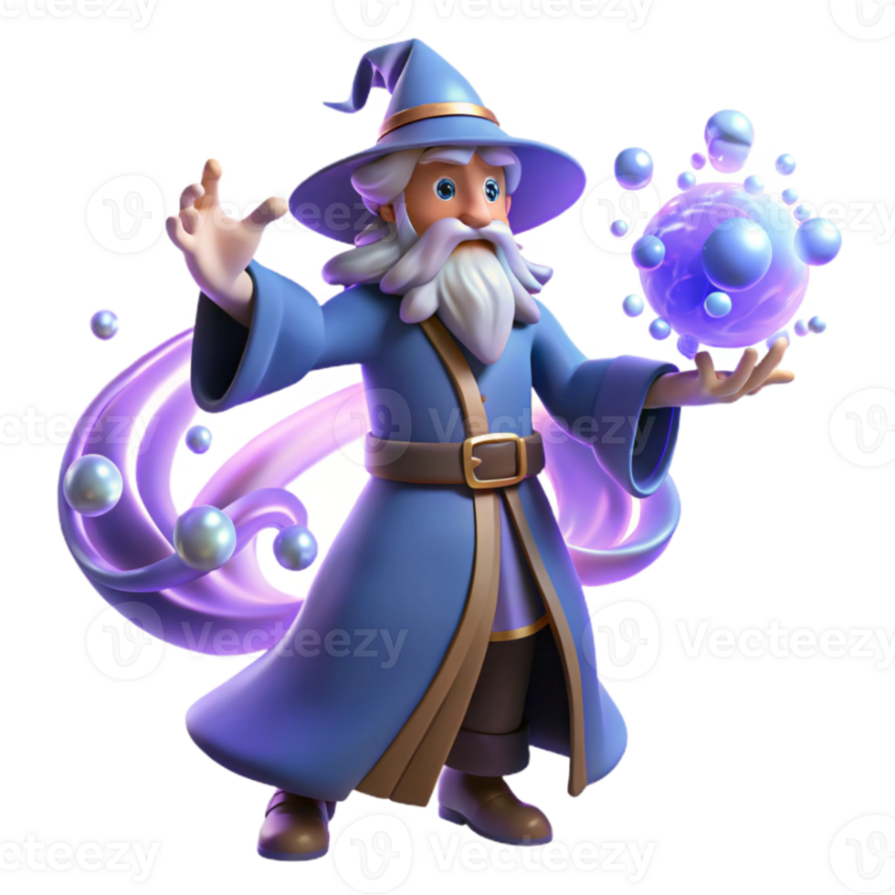 stunning creative Wizard 3D Render Magic Illustration high resolution png