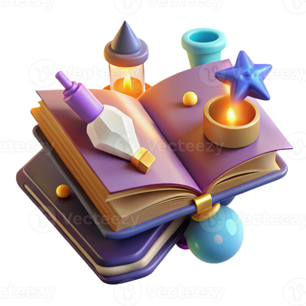vibrant creative Magical Book 3D Illustration original png