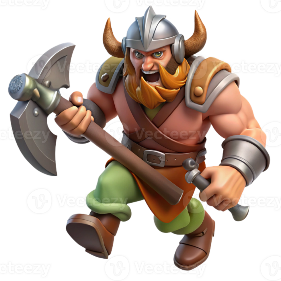 stunning artistic 3D Illustration Viking Warrior Cartoon authentic png