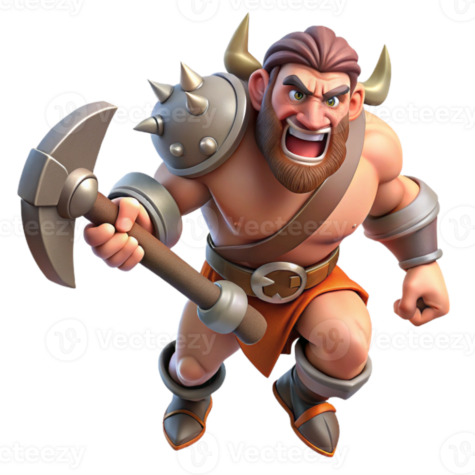 dramatic abstract 3D Illustration Mighty Barbarian Warrior high quality png