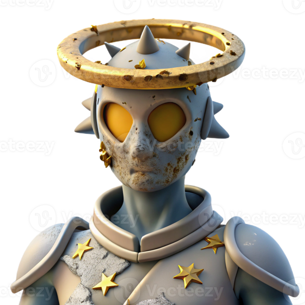 magnificent traditional 3D Render of a Weathered Alien Knight high resolution png