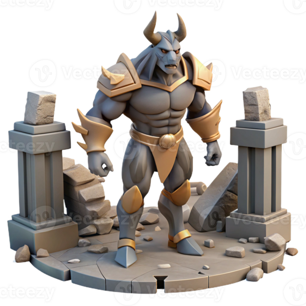 elegant creative 3D Render Minotaur in Ruins authentic png