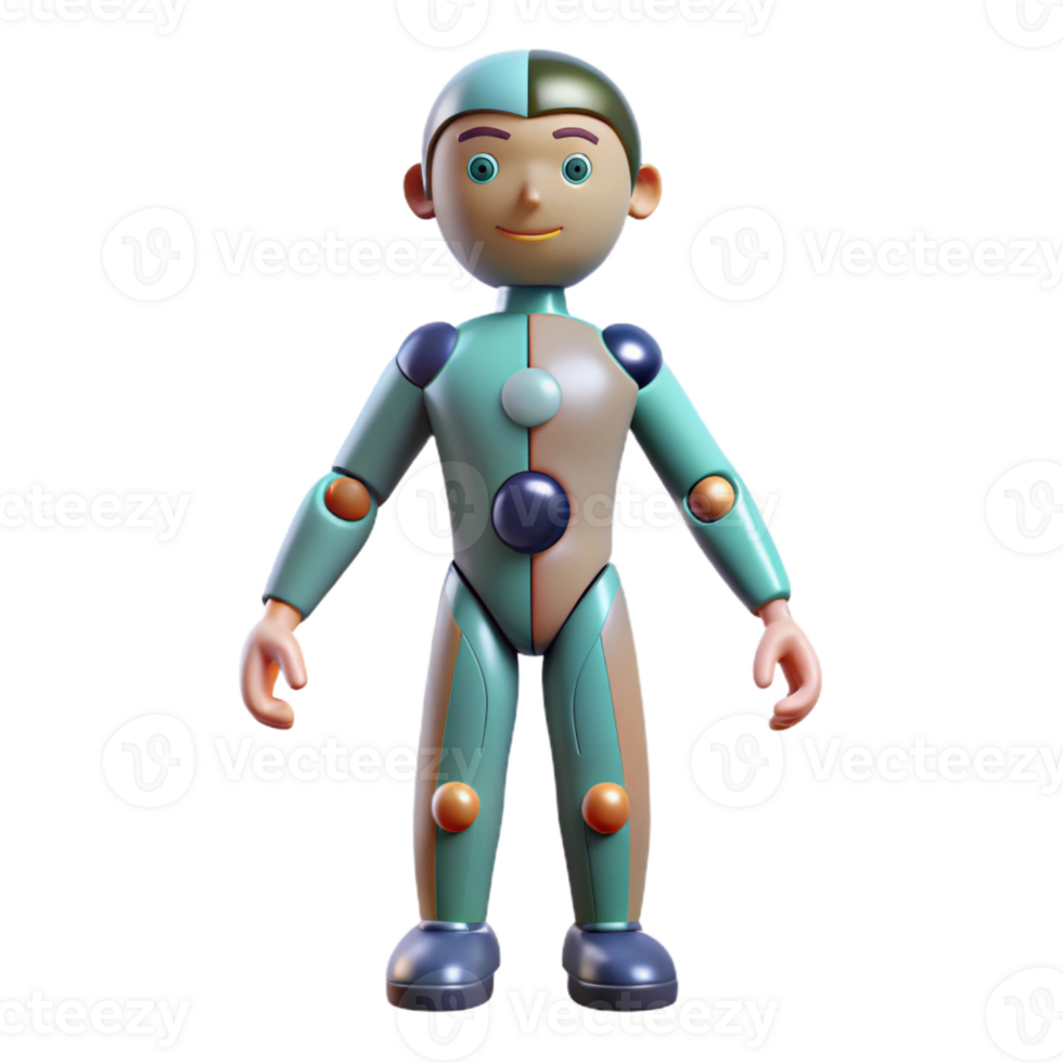 impressive minimalist 3D Cartoon Robot Illustration authentic png
