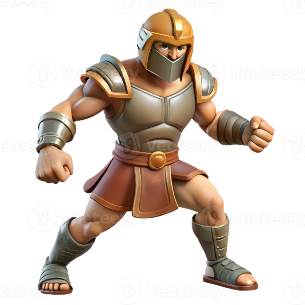 dramatic minimalist 3D Illustration Mighty Warrior high quality png