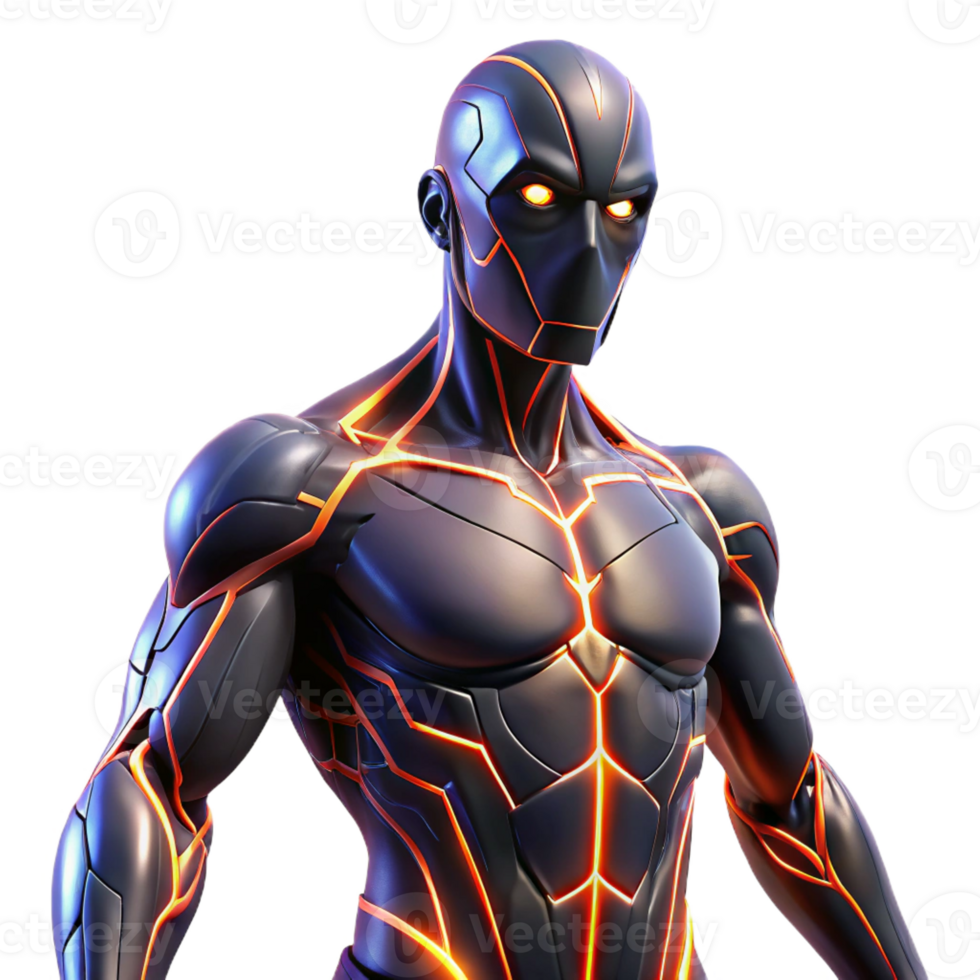 impressive creative Cybernetic Superhero 3D Render professional png