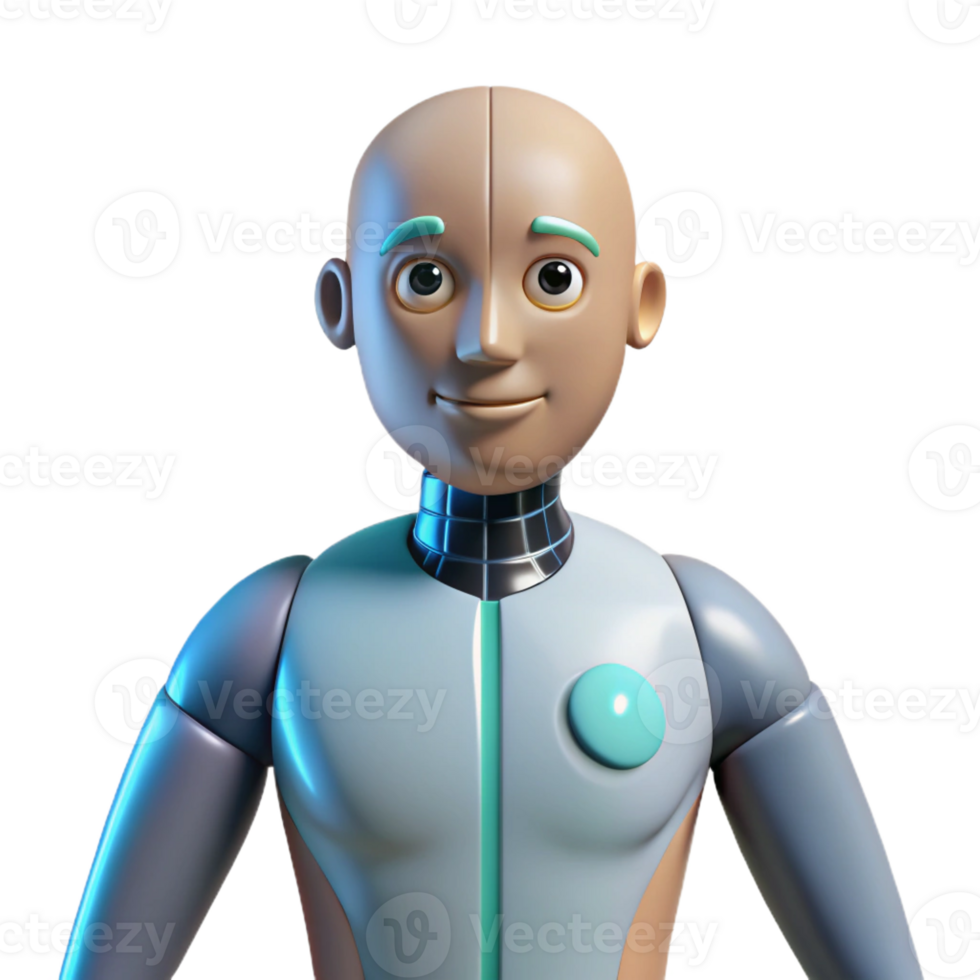 stunning artistic Friendly Robot 3D Render high resolution png