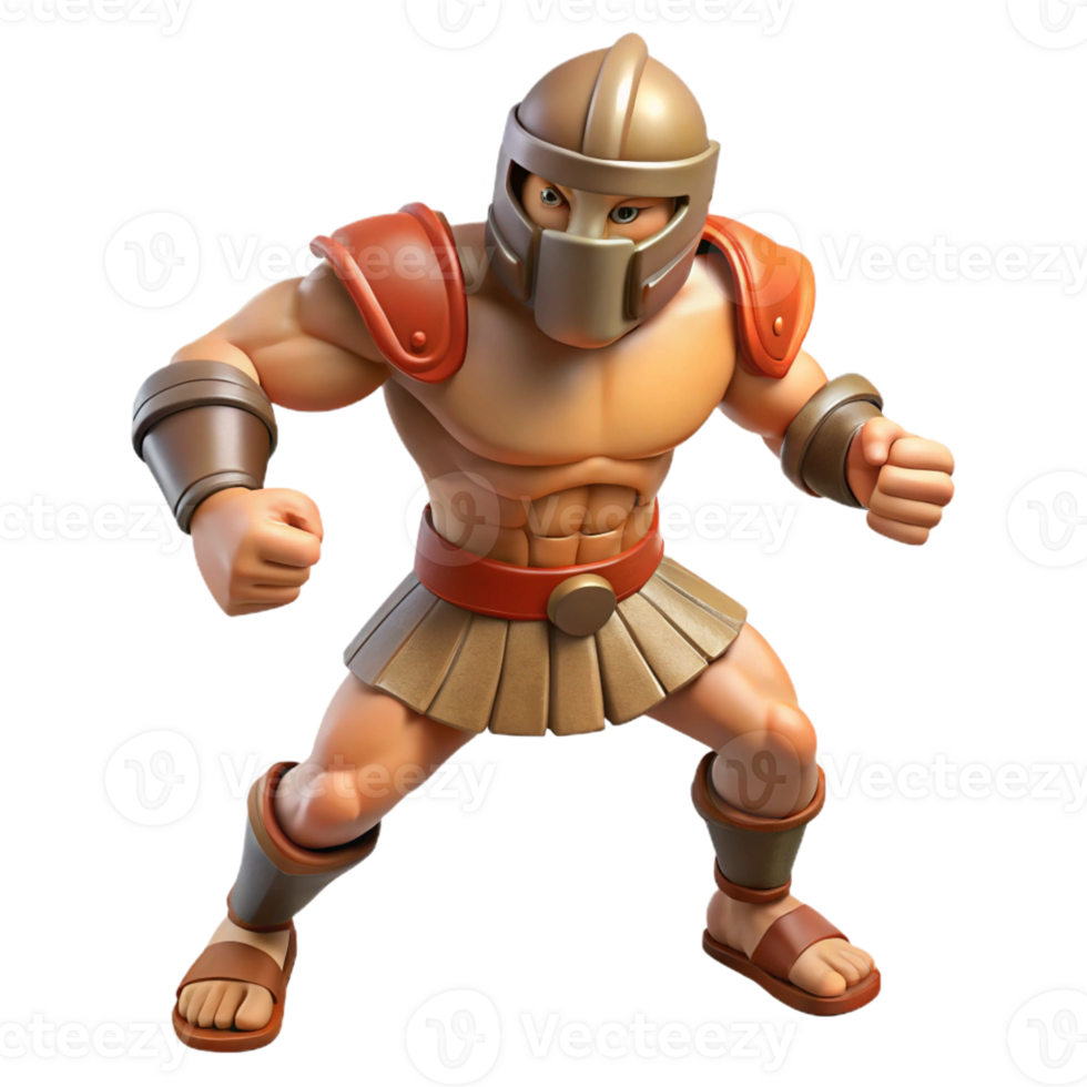 vibrant artistic 3D Render Powerful Greek Warrior Illustration high quality png