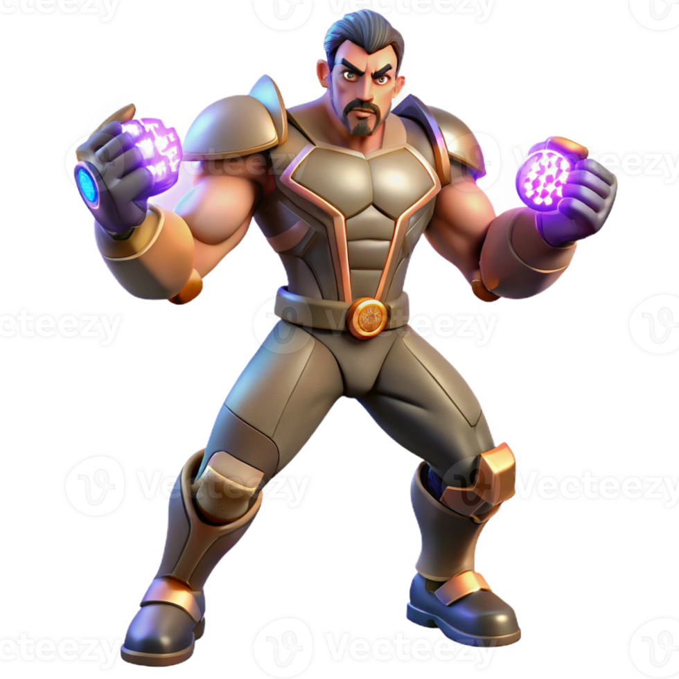beautiful traditional Powerful 3D Render of a Futuristic Hero high quality png