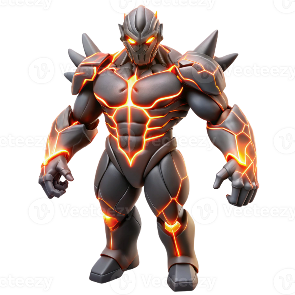 impressive artistic Fiery Golem 3D Render exclusive png