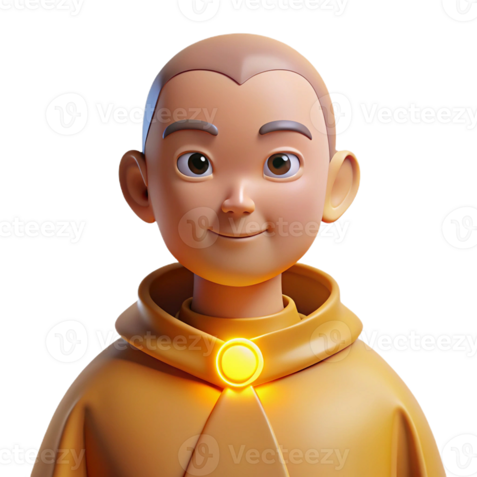 wonderful abstract 3D Render Young Monk Illustration professional png