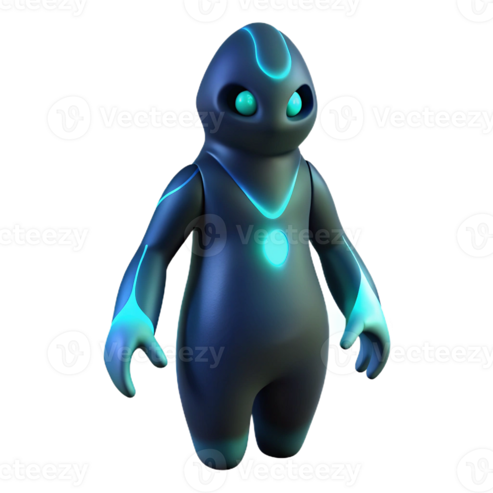 stunning abstract Glowing 3D Alien Character Render detailed png