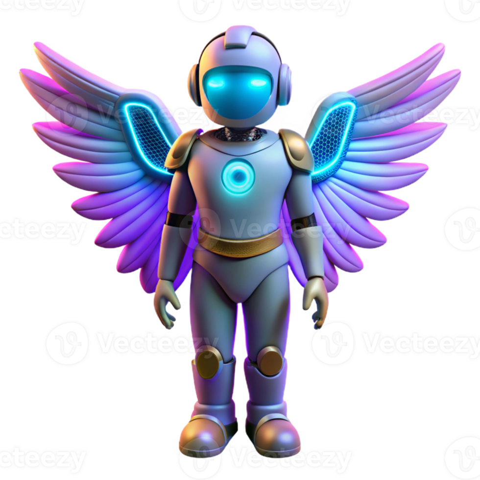 impressive abstract Angelic Robot 3D Render professional png