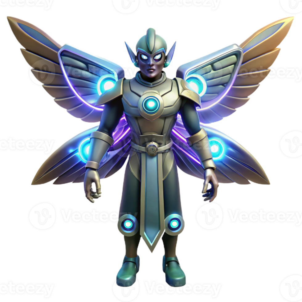 magnificent minimalist 3D Render of a Futuristic Angel 4K png