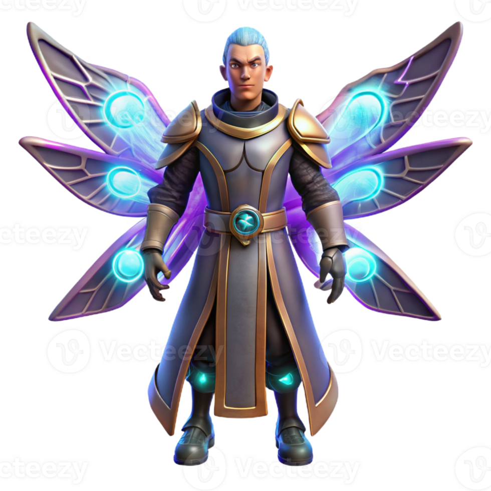 serene classic 3D Render of Fantasy Figure with Wings exclusive png