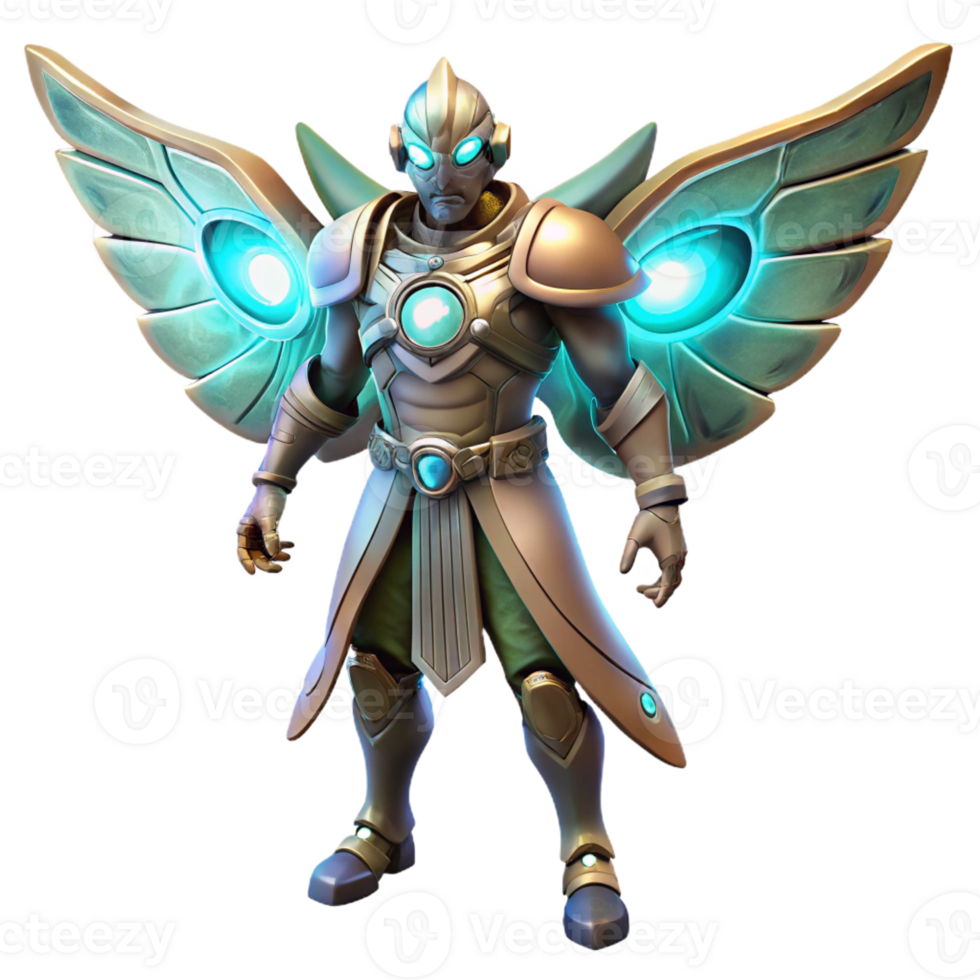serene vintage Angelic Warrior 3D Render 4K png